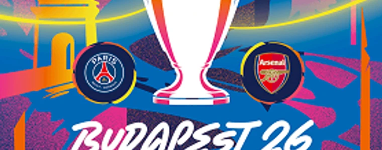 Cúp Champions League đặt trên bàn bốc thăm mô phỏng phòng UEFA với các bảng tên câu lạc bộ và màn hình xanh phía sau